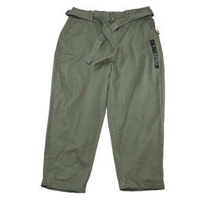 Banana Republic Women 18 Green Barrel Pant Ankle‎ Cuff High Waist Stretch NWT